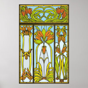 Art Deco Stained Glass Floral Print
