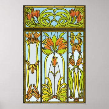 Art Deco Stained Glass Floral Print by gidget26 at Zazzle