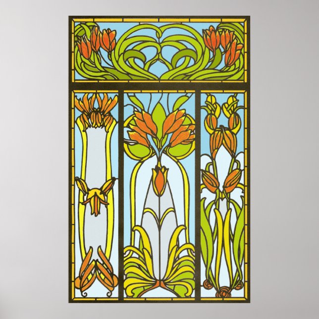 Art Deco Stained Glass Floral Print (Front)