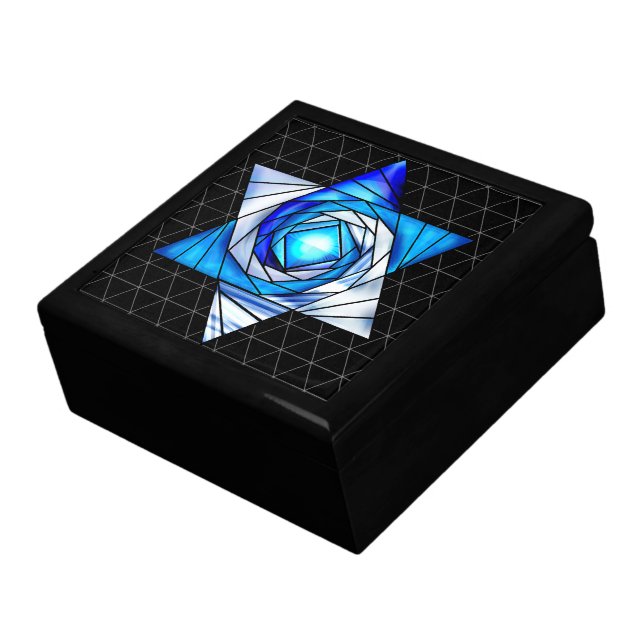 Art Deco Stained Glass Magen David Gift Box (Side)