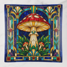 Art Deco Stained Glass Mushroom