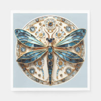 Art Deco Stained Glass Sapphires Dragonfly  