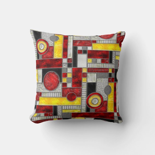 Art Deco Stained Glass Throw Pillow (Front)