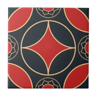 art deco   star in red  and black  ceramic tile