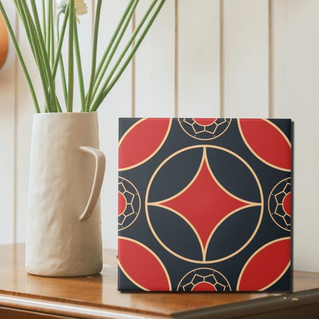 art deco   star in red  and black  ceramic tile (Creator Uploaded)