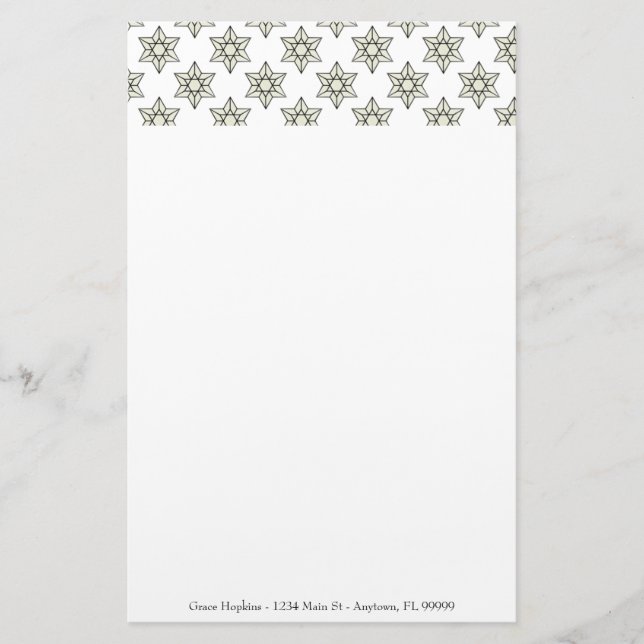 Art Deco Stars Personalized Stationery (Front)