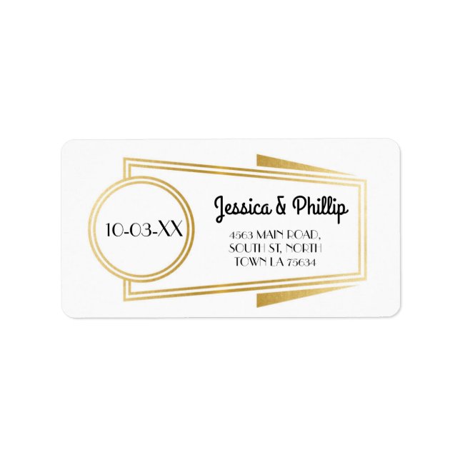 Art Deco Stickers White Gold Address Labels (Front)