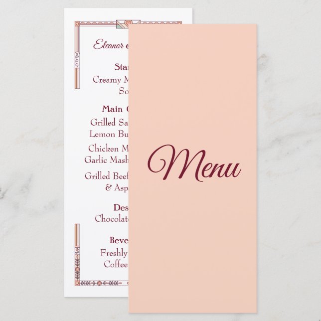 Art Deco storybook wedding Menu (Front/Back)