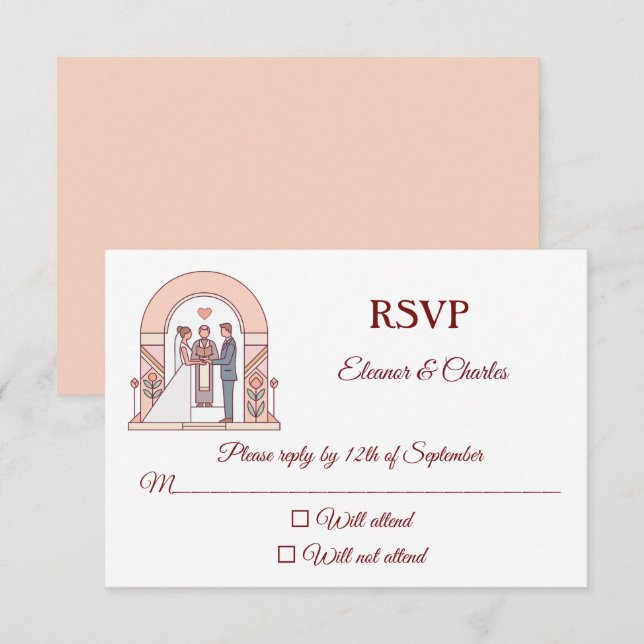 Art Deco Storybook Wedding RSVP Card (Front/Back)