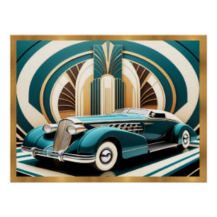 Art Deco Streamlined Car Poster