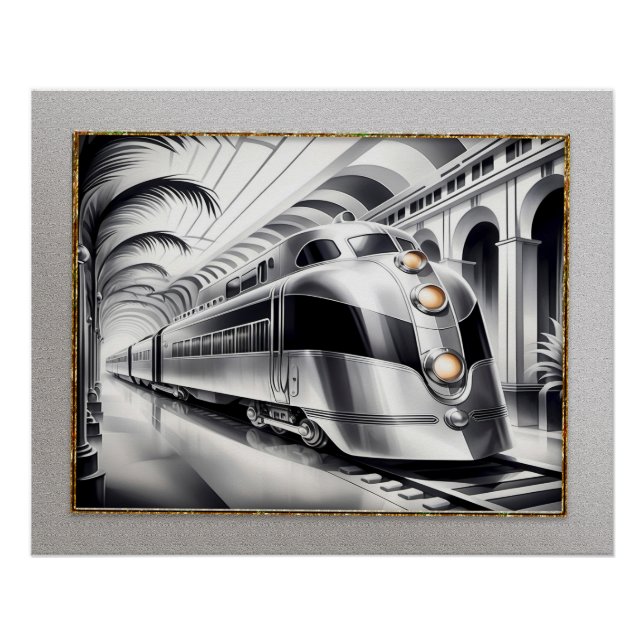 Art Deco Streamlined Style Train Poster. Poster (Front)