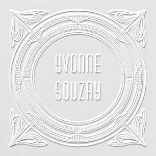 Art Deco Striped Oval & Swirl Corner Embosser