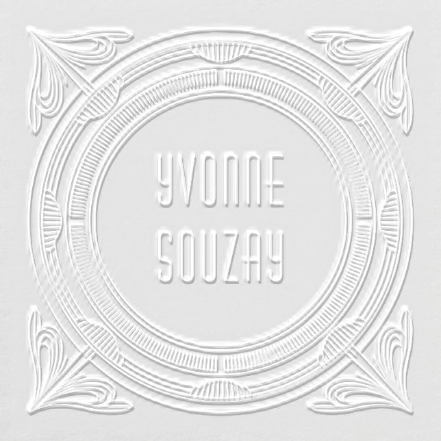 Art Deco Striped Oval & Swirl Corner Embosser (Design)