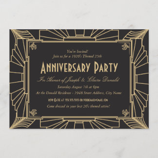 Art Deco Style Anniversary Invitation