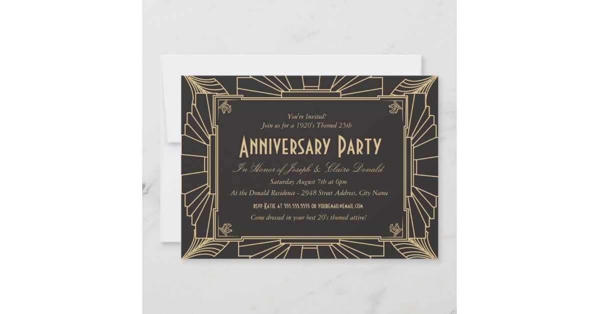 Art Deco Style Anniversary Invitation | Zazzle