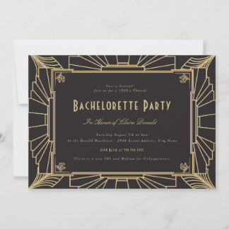 Art Deco Style Bachelorette Party Invitation