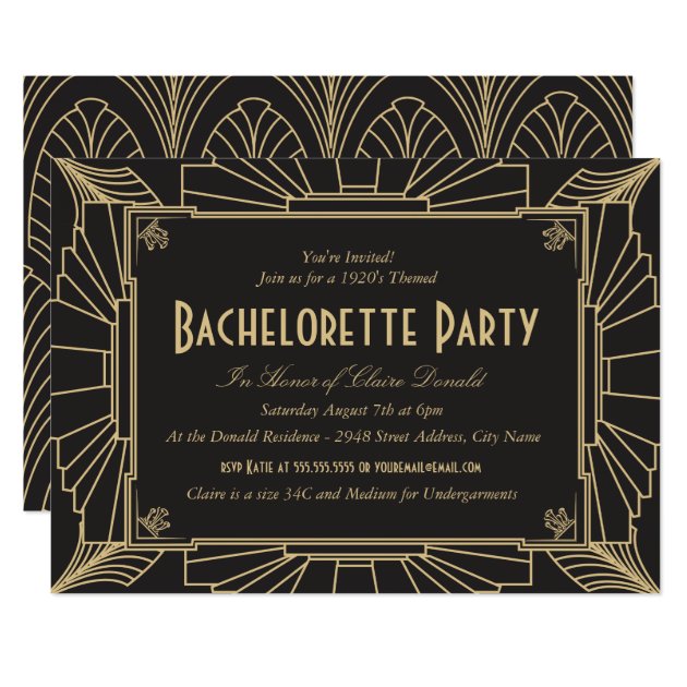 Art Deco Style Bachelorette Party Invitation