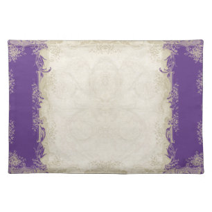 Art Deco Style Baroque Purple n Cream Vintage Lace Cloth Placemat