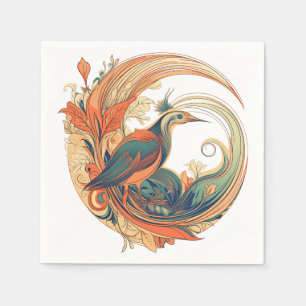 Art Deco style bird of Paradise design Napkins