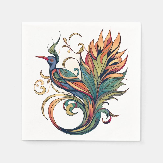 Art Deco style bird of Paradise design Napkins (Front)
