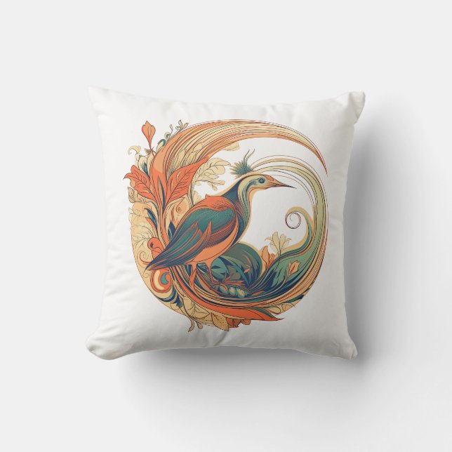Art Deco style bird of Paradise design Throw Pillow (Front)