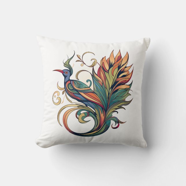 Art Deco style bird of Paradise design Throw Pillow (Front)