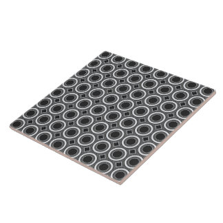 Art Deco Style Black & White Circles 6 Inch Tile