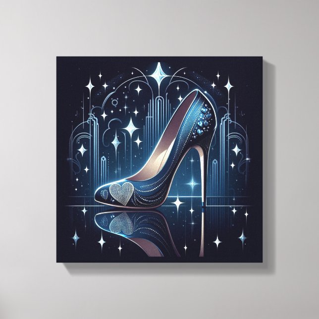 Art Deco Style Blue Stilettos Canvas Print (Front)