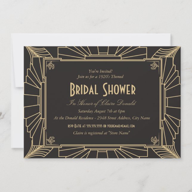 Art Deco Style Bridal Shower Invitation (Front)