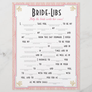 Art Deco Style Bride Libs Game