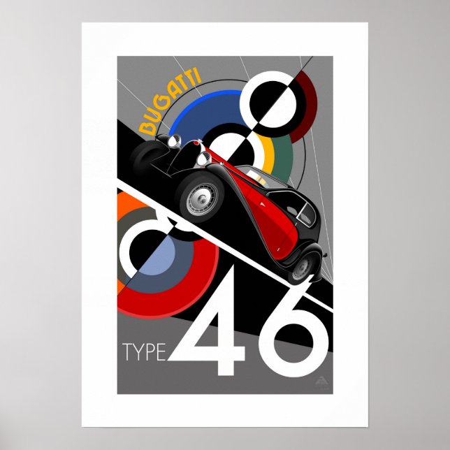 Art Deco Style Buggatti Car Poster (Front)