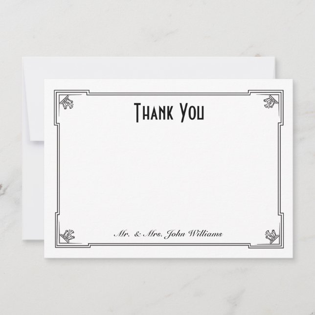 Art Deco Style Flat Thank You Note Card (Front)