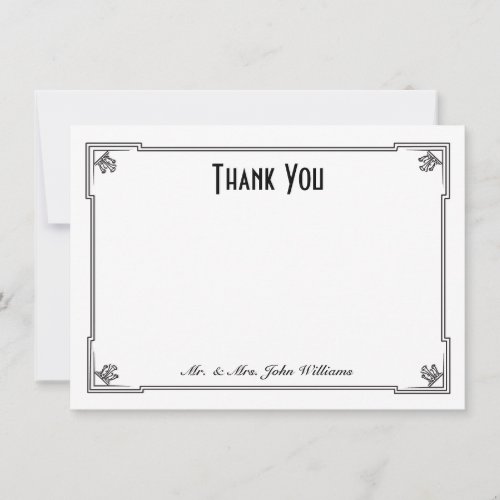 Art Deco Style Flat Thank You Note Card