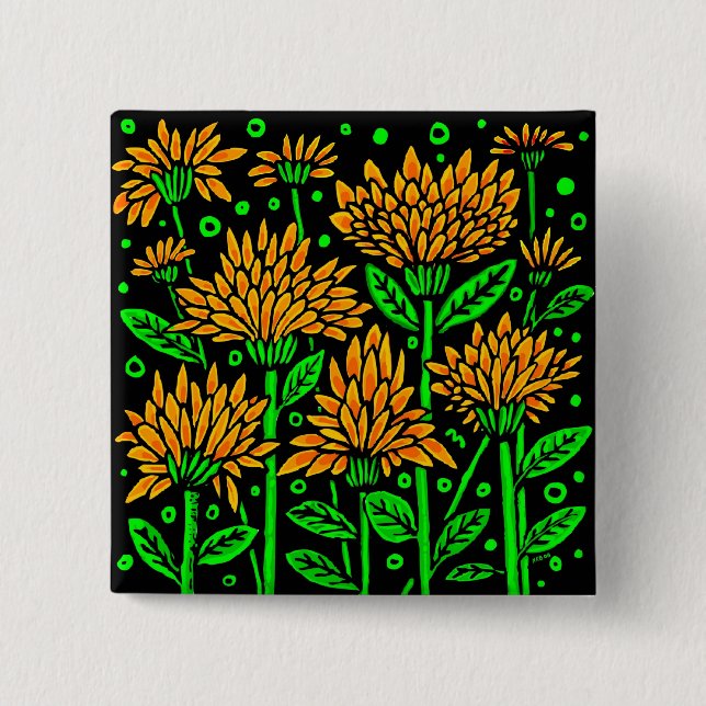 Art Deco Style Flowers Button (Front)