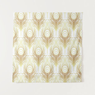 Art deco style geometric seamless pattern in black tapestry