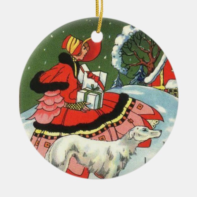 Art Deco Style Girl Christmas Art Ornament (Front)