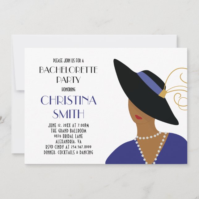 Art Deco Style  Girls Night Out Bachelorette Party Invitation (Front)