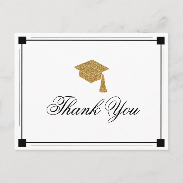 Art Deco Style Graduation Thank You Postcard (Front)
