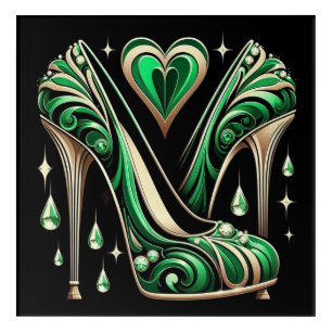 Art Deco Style Green Stilettos