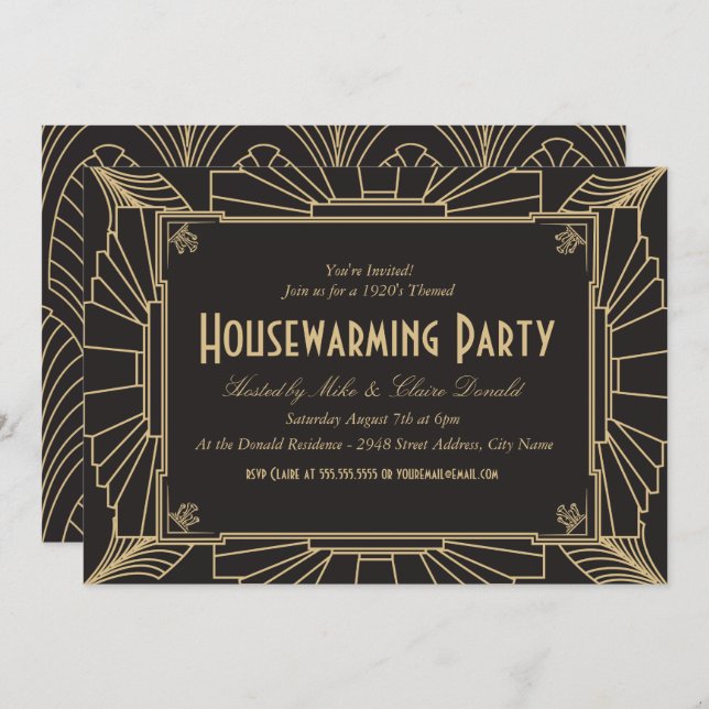 Art Deco Style Housewarming Party Invitation (Front/Back)