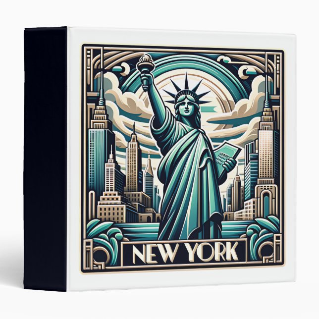Art Deco style New York illustration 3 Ring Binder (Front/Spine)