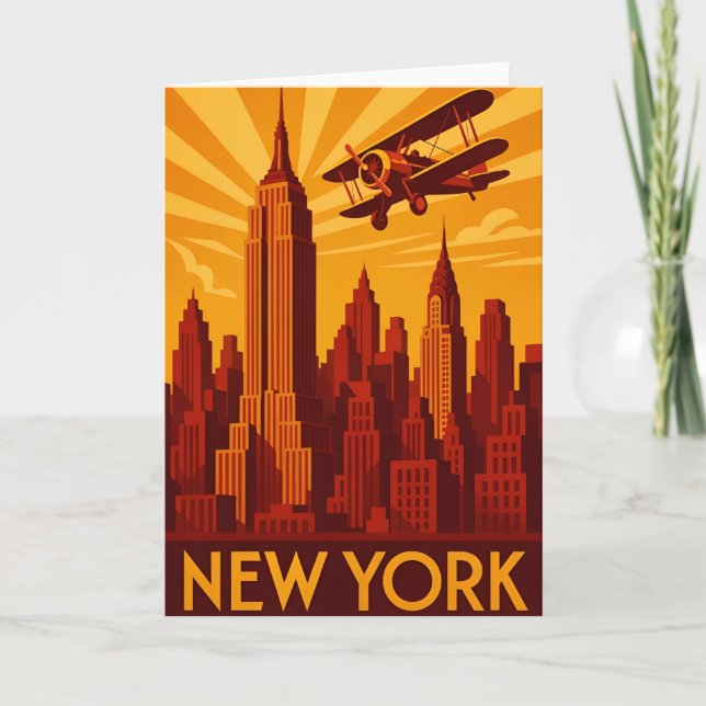 Art deco style New York skyline greetings card (Front)