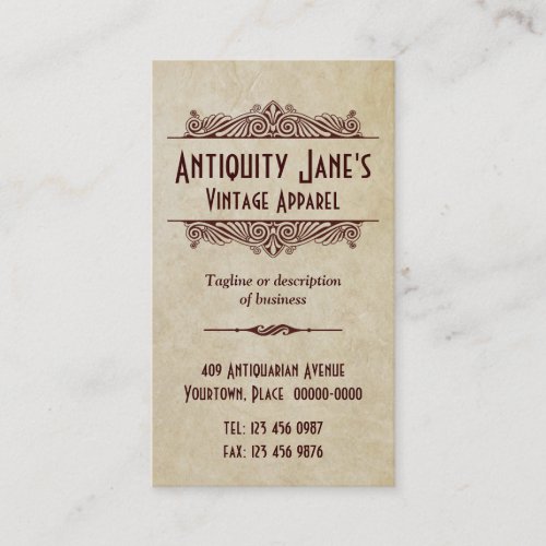 Art Deco Style Parchment Business Card Template