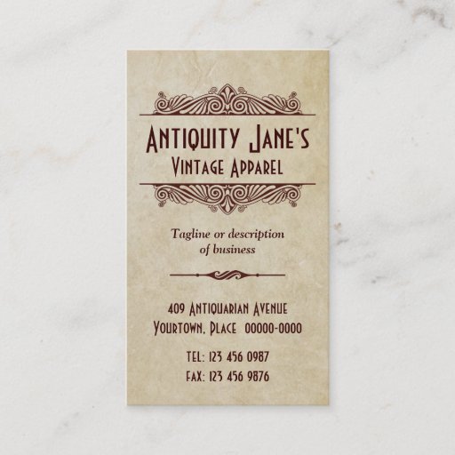 Customizable Art Deco Style Parchment Business Card Template
