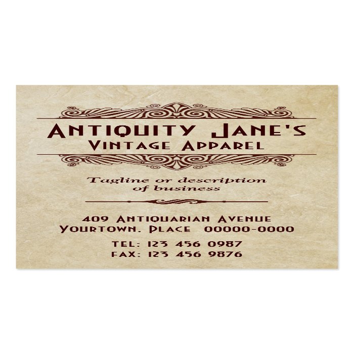 Art Deco Style Parchment Business Card Template