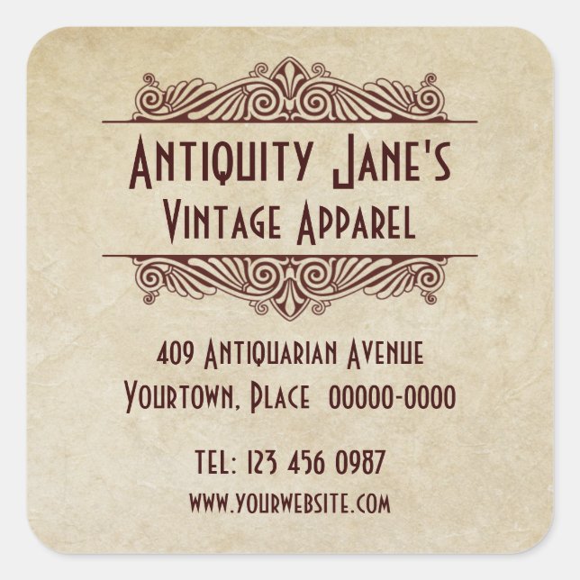 Art Deco Style Parchment Promotional Stickers (Front)