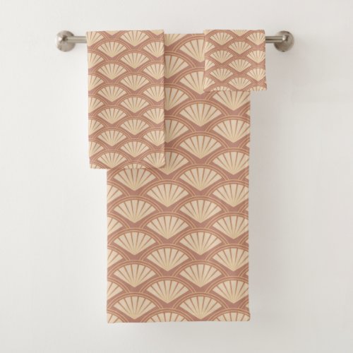 Art Deco style pattern in rose color Bath Towel Set