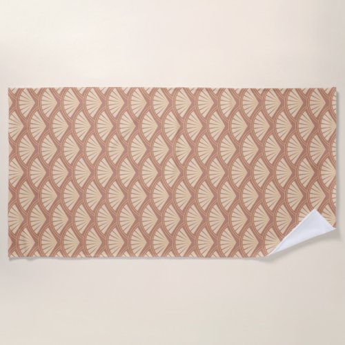 Art Deco style pattern in rose color  Beach Towel