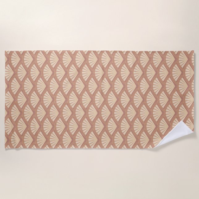 Art Deco style pattern in rose color  Beach Towel (Front)