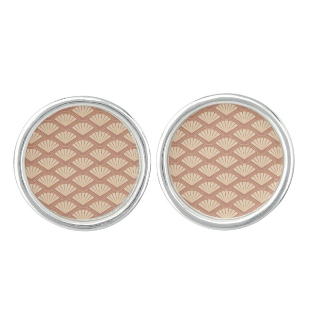 Art Deco style pattern in rose color Cufflinks (Front)